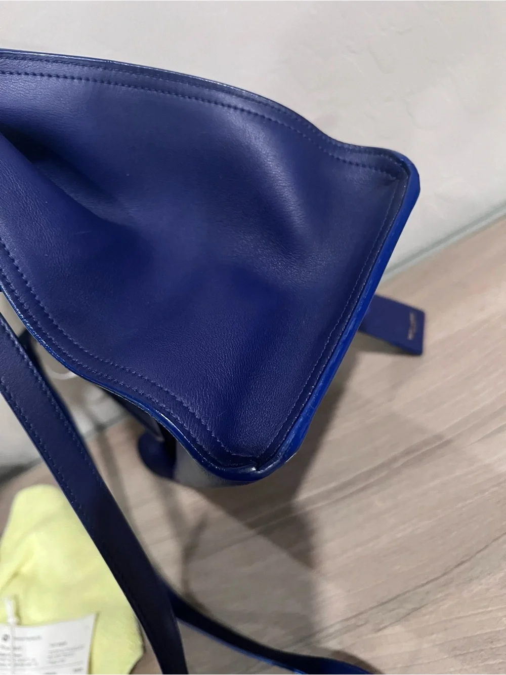 Saint Laurent Navy Leather Satchel with Gold Y Closure